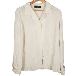 Vntg Orvis Off White Floral Blouse. LG/XL